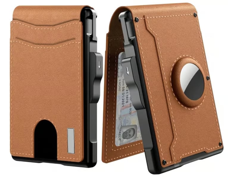 Avtoit | Pop Up aluminum bag Money Clip Slim Leather Slots Credit Card Holder RFID Blocking Bifold Minimalist Wallet