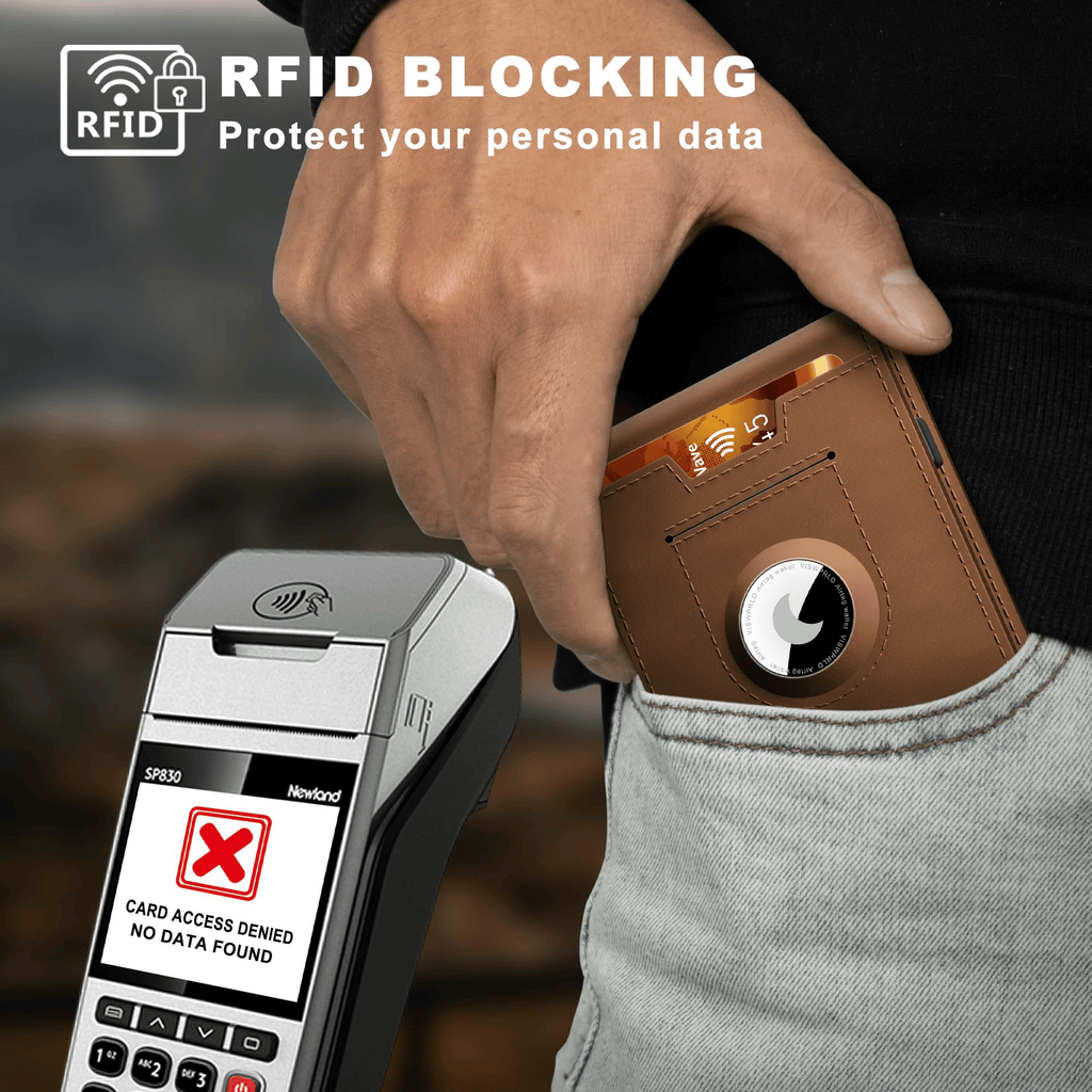 Avtoit | Pop Up aluminum bag Money Clip Slim Leather Slots Credit Card Holder RFID Blocking Bifold Minimalist Wallet