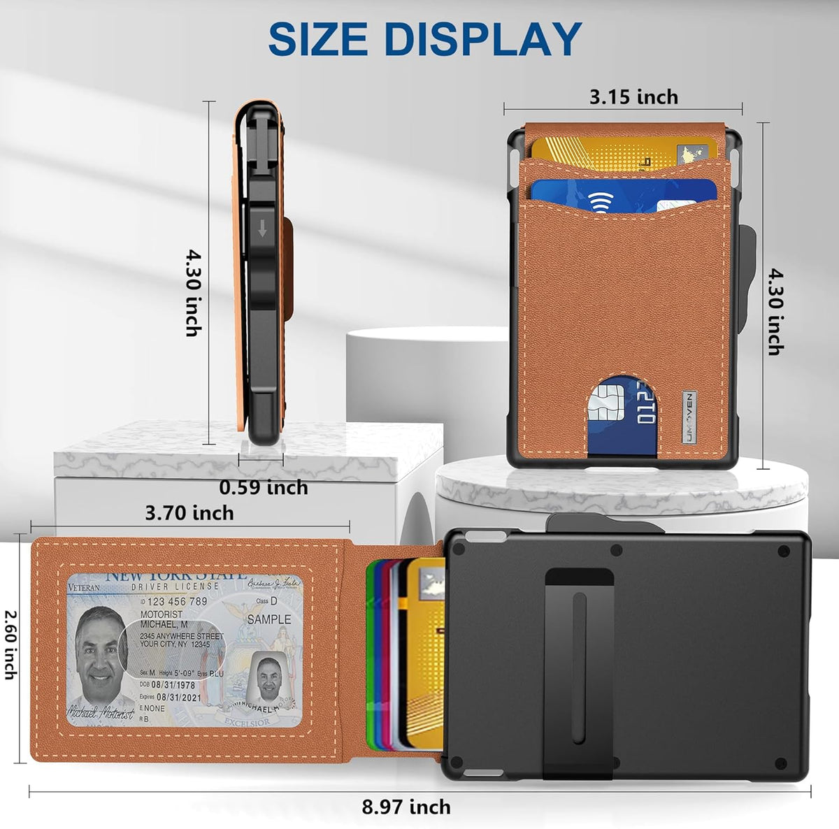 Avtoit | Pop Up aluminum bag Money Clip Slim Leather Slots Credit Card Holder RFID Blocking Bifold Minimalist Wallet