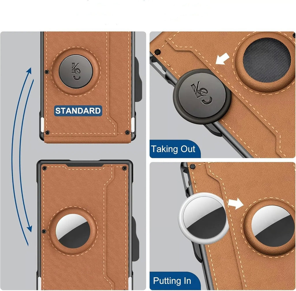 Avtoit | Pop Up aluminum bag Money Clip Slim Leather Slots Credit Card Holder RFID Blocking Bifold Minimalist Wallet
