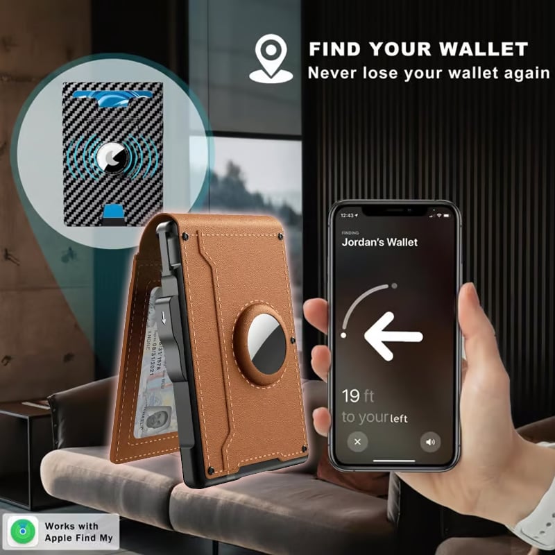 Avtoit | Pop Up aluminum bag Money Clip Slim Leather Slots Credit Card Holder RFID Blocking Bifold Minimalist Wallet