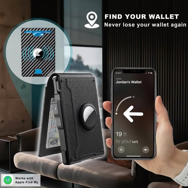 Avtoit | Pop Up aluminum bag Money Clip Slim Leather Slots Credit Card Holder RFID Blocking Bifold Minimalist Wallet