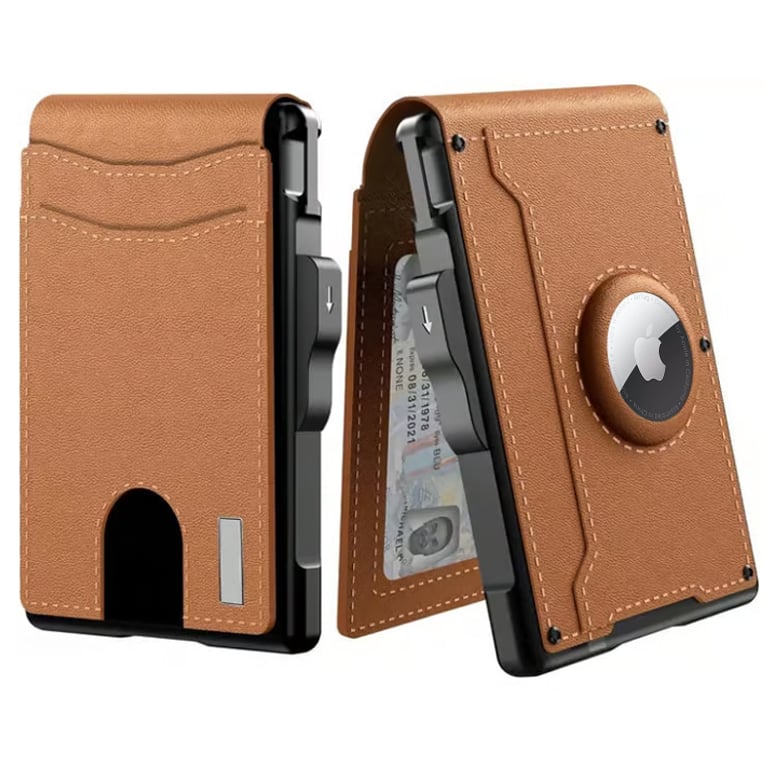 Avtoit | Pop Up aluminum bag Money Clip Slim Leather Slots Credit Card Holder RFID Blocking Bifold Minimalist Wallet