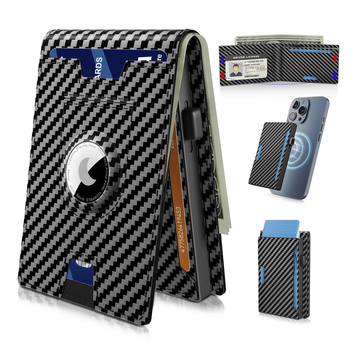 Avtoit | Pop Up aluminum bag Money Clip Slim Leather Slots Credit Card Holder RFID Blocking Bifold Minimalist Wallet