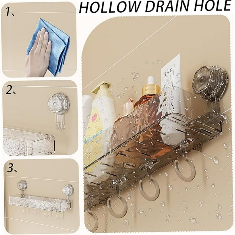 Avtoit | Wall-mounted detachable suction cup shelf with hooks