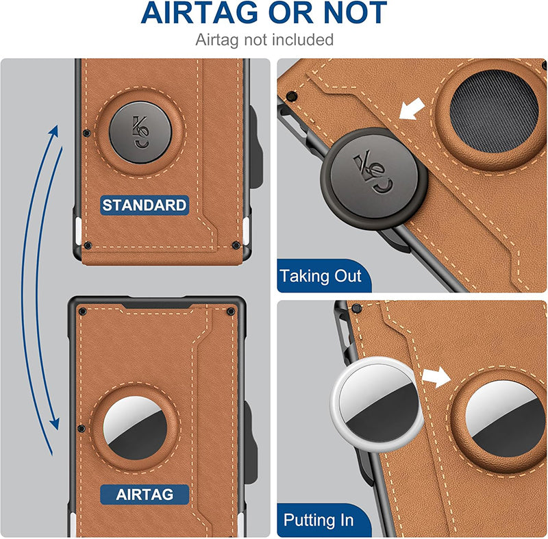 Avtoit | Wallet for men - with pop-up aluminum case Minimal wallet with leather money clip with space for credit cards RFID blocking