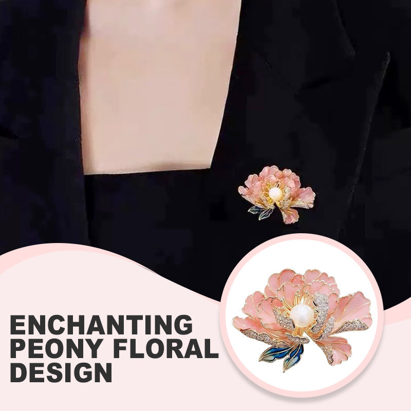 Avtoit | Elegant enameled peony brooch for women