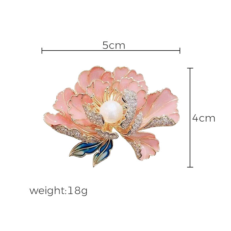 Avtoit | Elegant enameled peony brooch for women