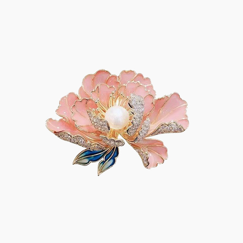 Avtoit | Elegant enameled peony brooch for women