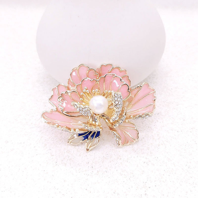 Avtoit | Elegant enameled peony brooch for women