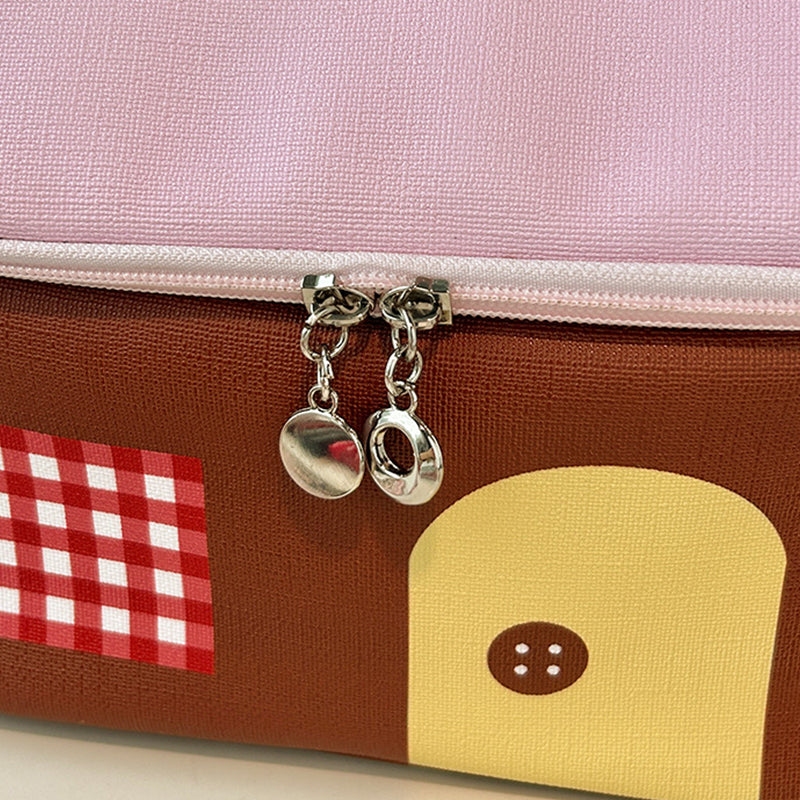 Avtoit | Color block colored, house-shaped handheld cosmetic bag with large capacity