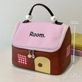 Avtoit | Color block colored, house-shaped handheld cosmetic bag with large capacity