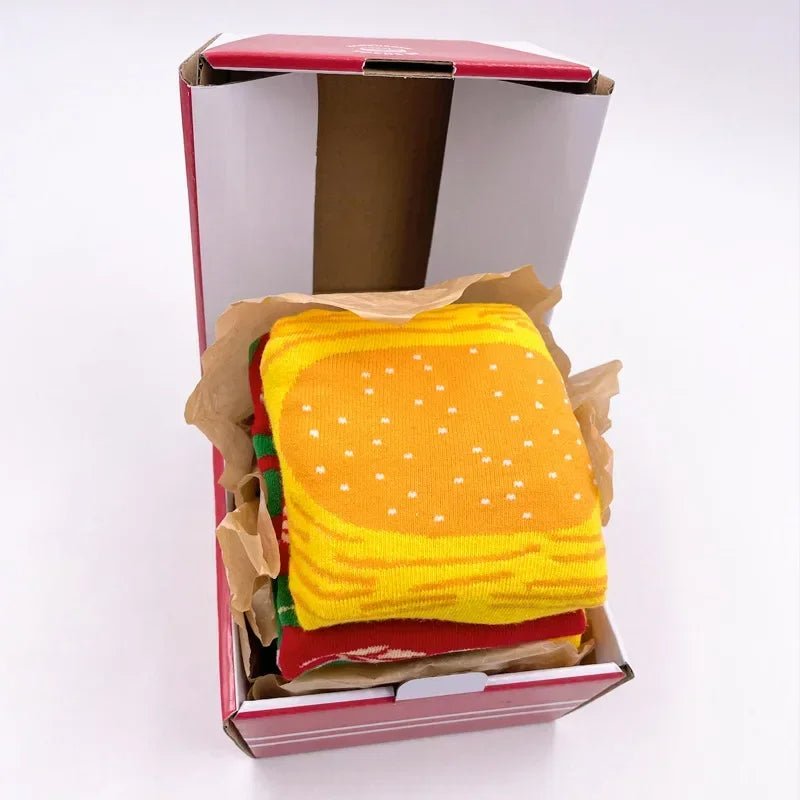 Avtoit | Sushi Mid-Calf Socks Gift Set – 3-Pair Harajuku Cotton Socks with Playful Pizza, Burger & Sushi Designs, Perfect for Christmas or Birthday Surprises
