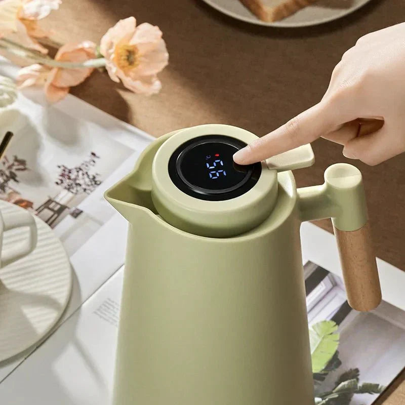 Avtoit | ThermoWood – Smart Insulated Thermos Jug with Digital Temperature Display & Wooden Handle