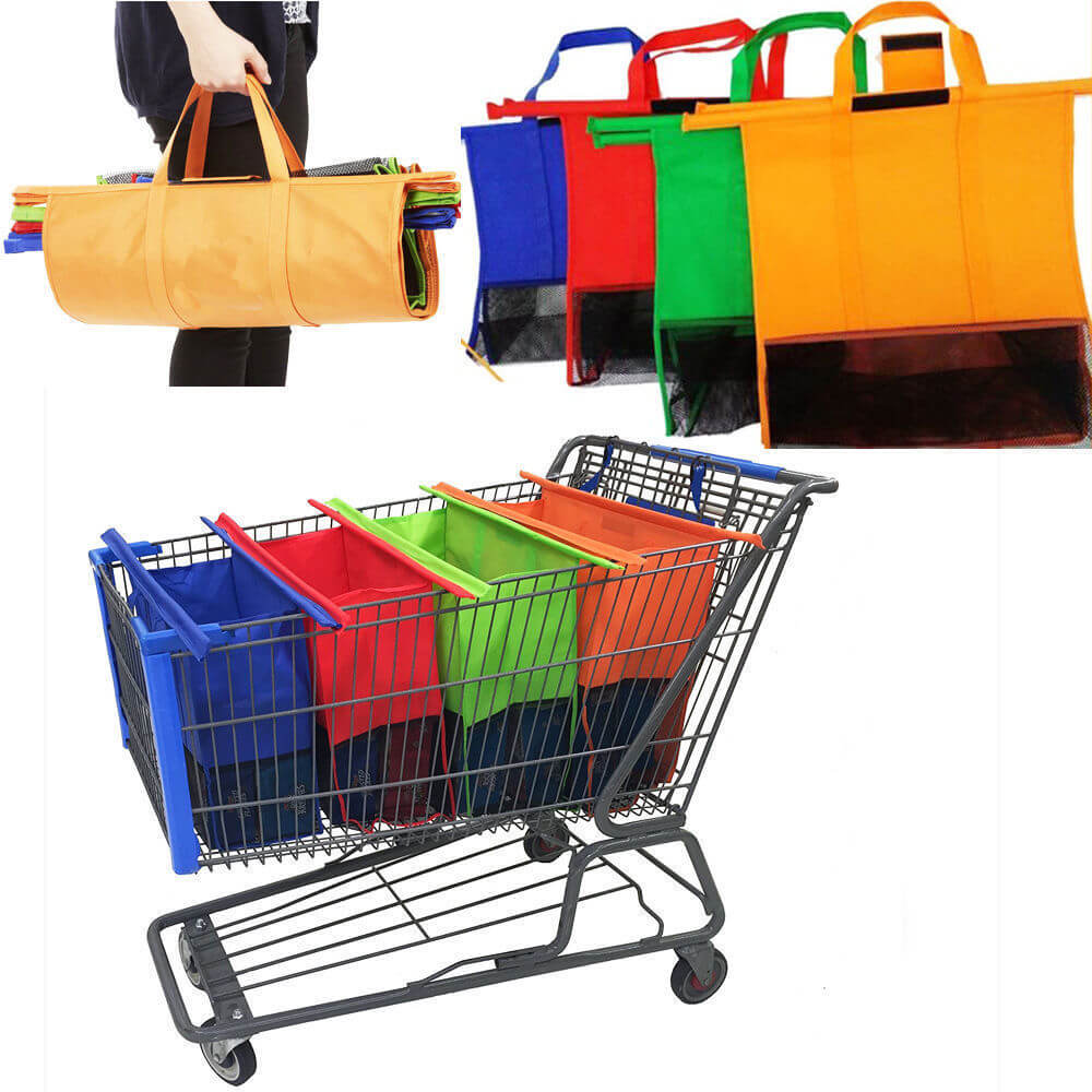 Avtoit | EcoSmart Shopping Cart Trolley Bags (Set of 4) | Reusable Grocery Organiser System