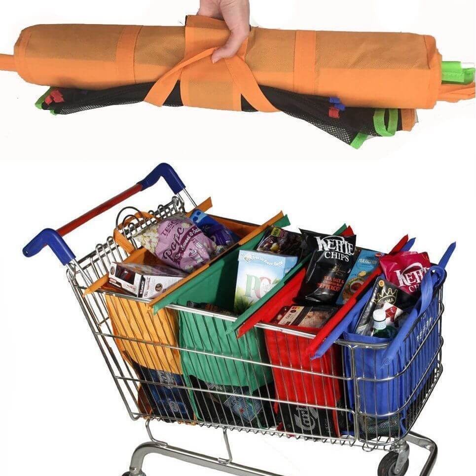 Avtoit | EcoSmart Shopping Cart Trolley Bags (Set of 4) | Reusable Grocery Organiser System