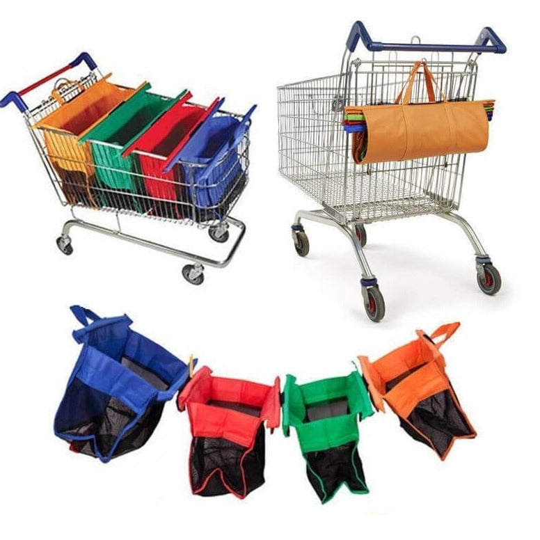 Avtoit | EcoSmart Shopping Cart Trolley Bags (Set of 4) | Reusable Grocery Organiser System