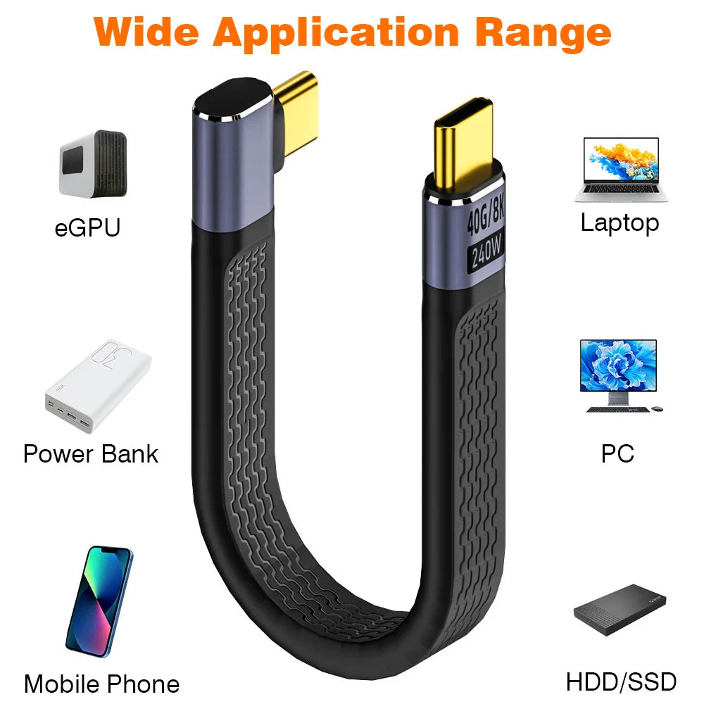 Avtoit | USB4 Elbow Connector Cable – 240W, 40Gbps, 8K (1+1 FREE)