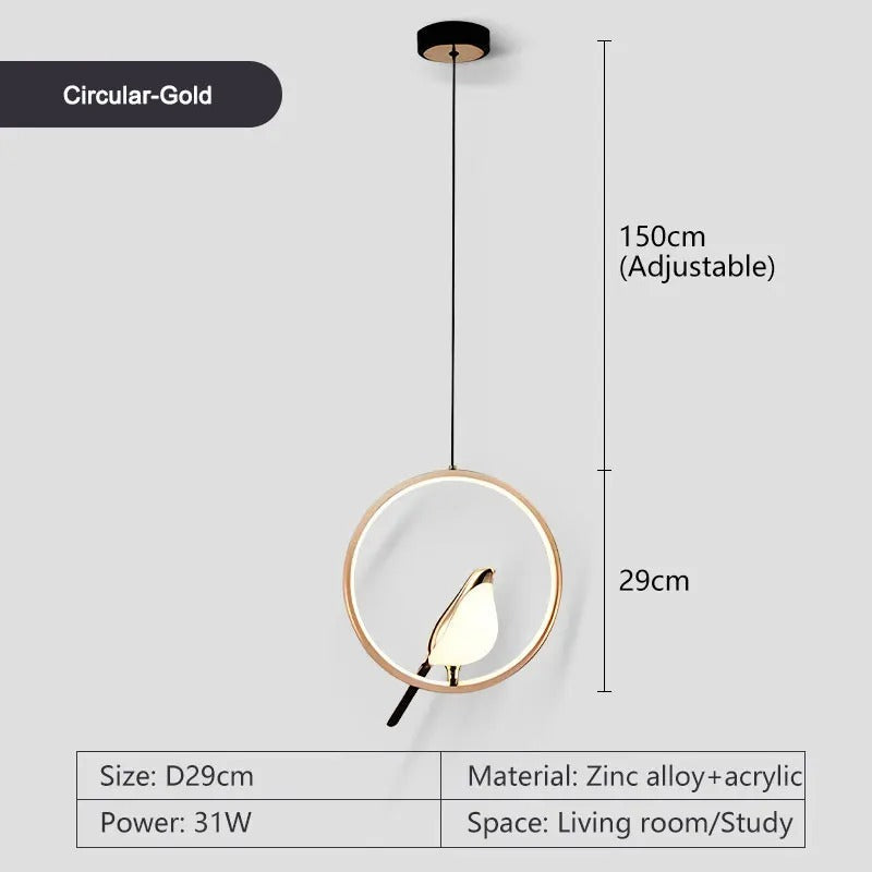 Avtoit | Circle Pendant Lamp with Bird Motifs – Modern Lighting Fixture for Home Decor & Unique Ceiling Design