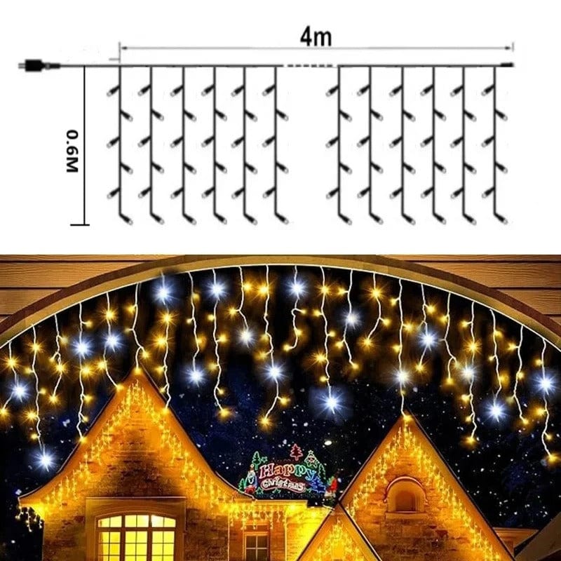 Avtoit | Twinkling Icicle String LED Lights | Warm White & Cool White, Extendable for Indoor & Outdoor Holiday Decor
