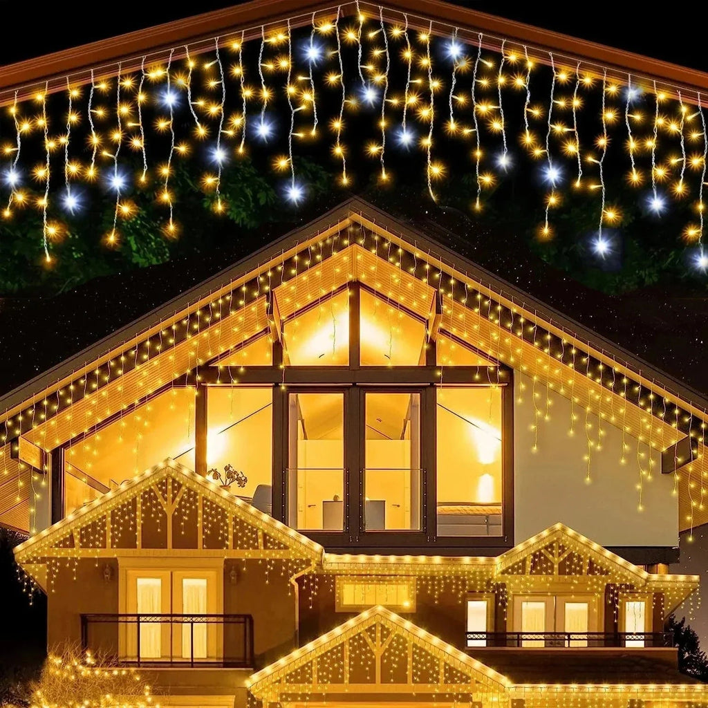 Avtoit | Twinkling Icicle String LED Lights | Warm White & Cool White, Extendable for Indoor & Outdoor Holiday Decor