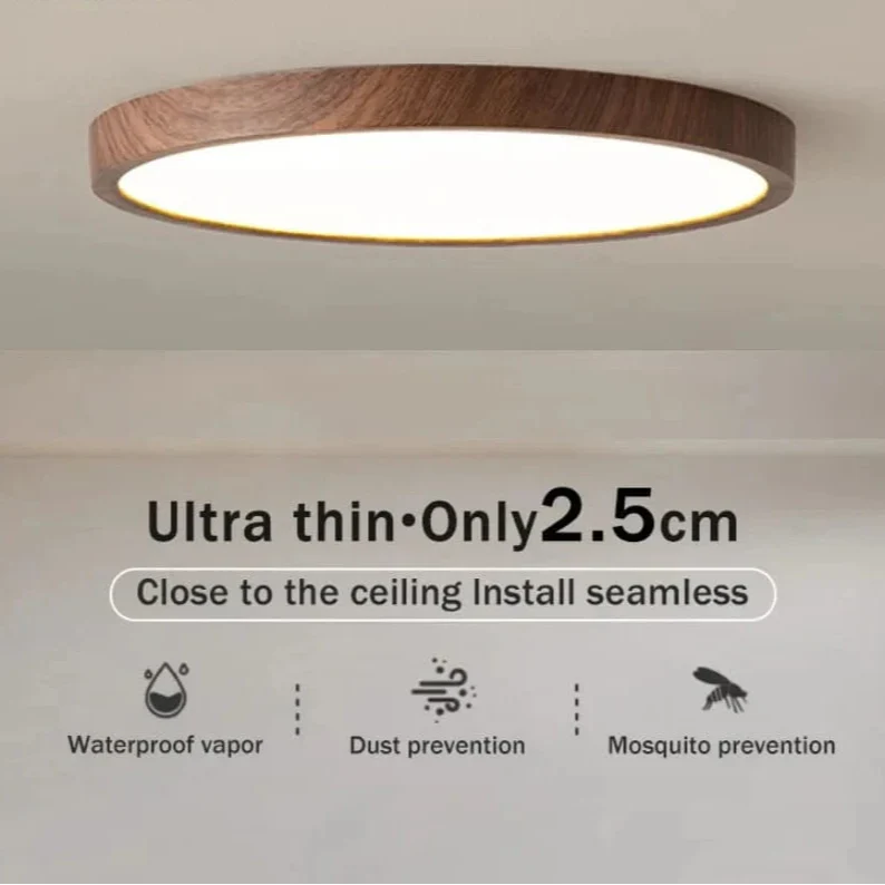 Avtoit | LED Ceiling Light | Ultrathin Wood Grain Design, Dustproof & Dimmable for Modern Interiors