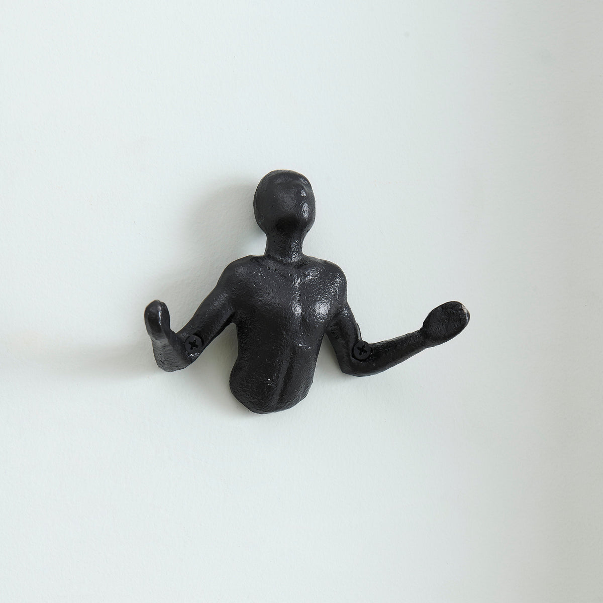 Avtoit | Protruding "Palms Up" Cast Iron Decorative Black Wall Mount Hooks (Set of 2)