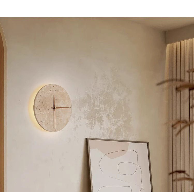 Avtoit | Awaken your space with the Wabi-sabi wall clock made of travertine