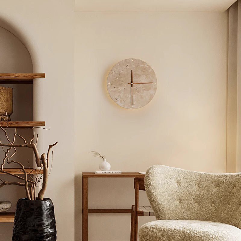 Avtoit | Awaken your space with the Wabi-sabi wall clock made of travertine