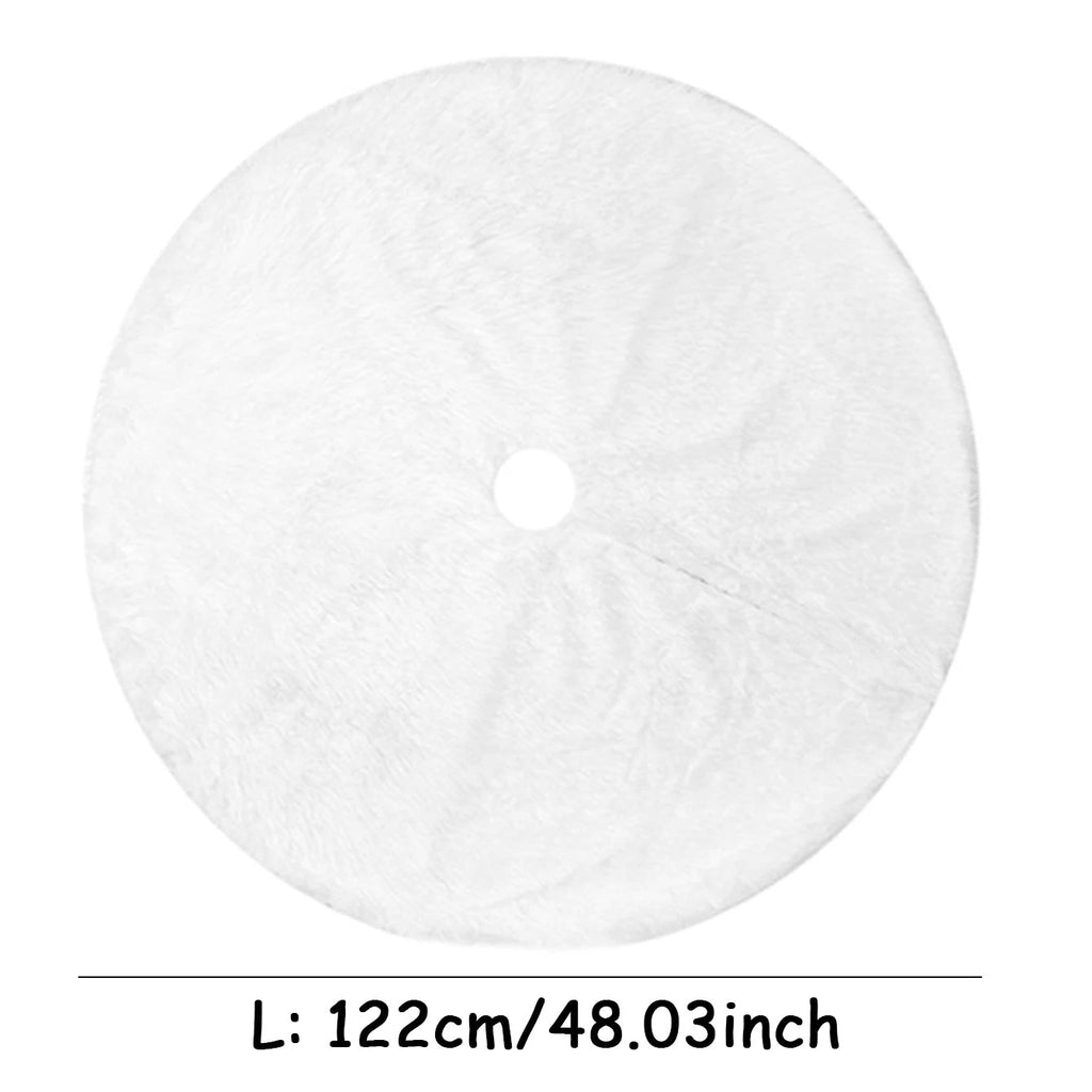 Avtoit | White Faux Fur Christmas Tree Skirt – Elegant Plush Carpet for Holiday Décor & New Year Charm