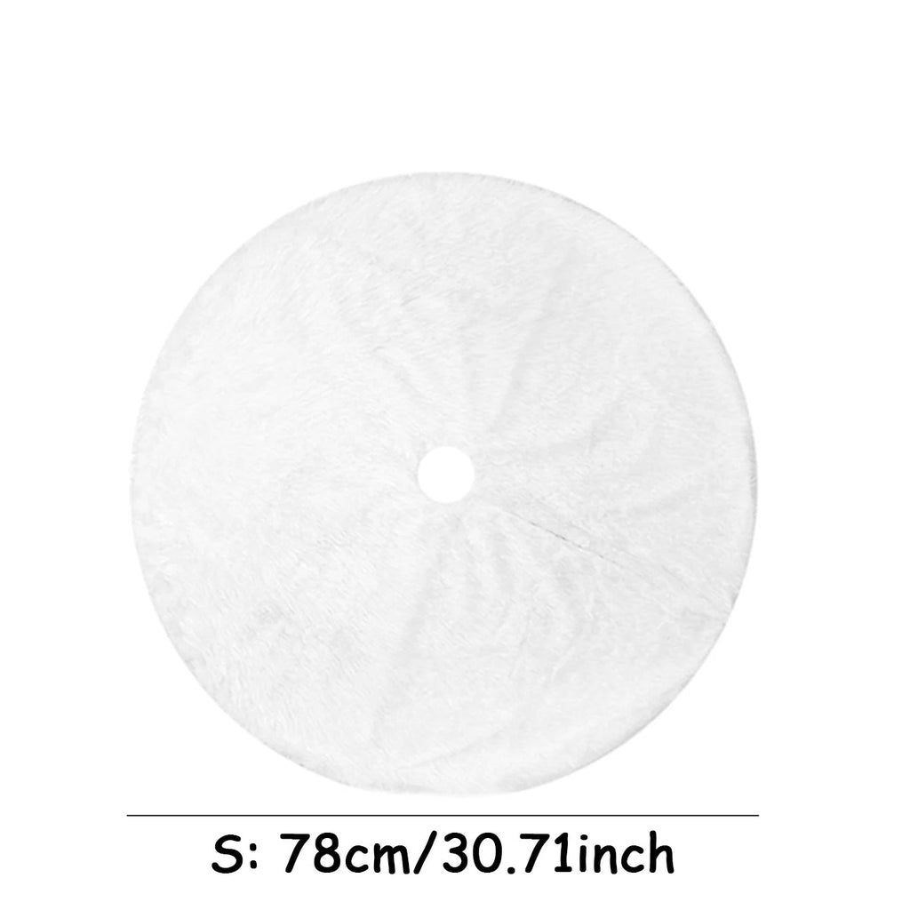 Avtoit | White Faux Fur Christmas Tree Skirt – Elegant Plush Carpet for Holiday Décor & New Year Charm