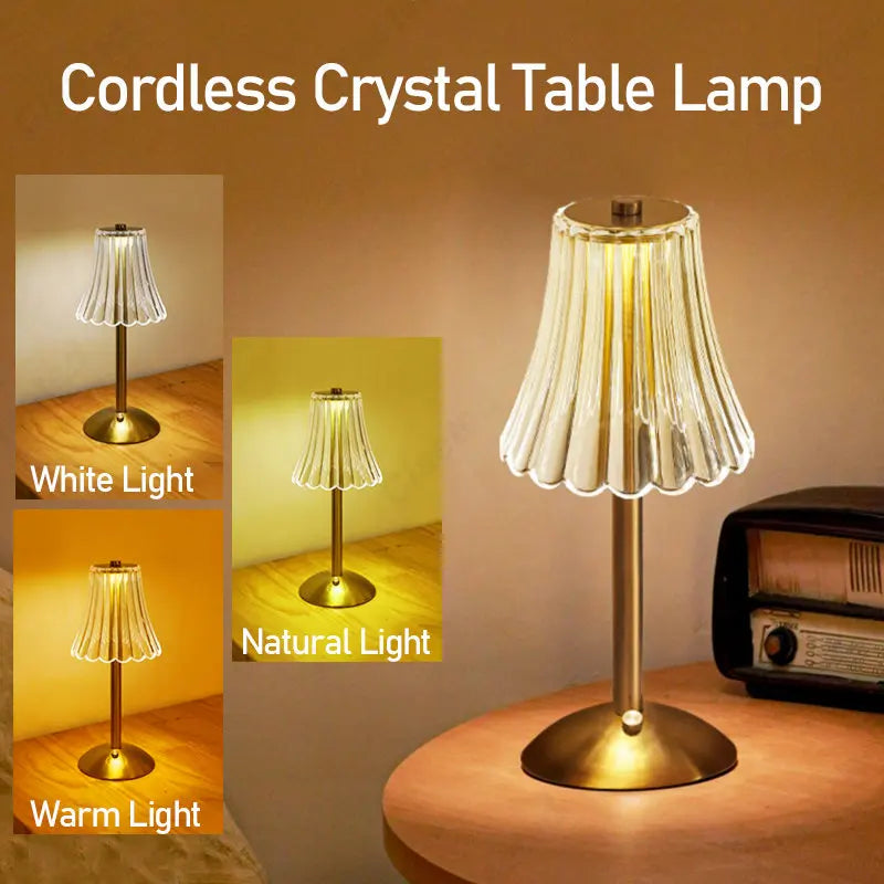 Avtoit | Wireless Table Lamp with Crystal Decor and Dimmable Lighting - GlamLight