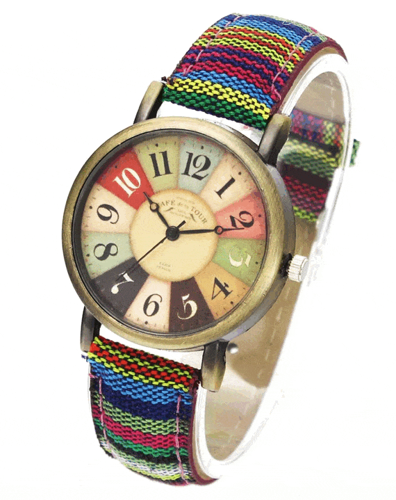 Avtoit | Wise Retro Watch with Denim Canvas Strap – Unisex Vintage Style Wristwatch