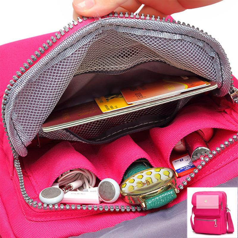 Women’s Waterproof Nylon Crossbody Shoulder Bag with 6 Pockets
