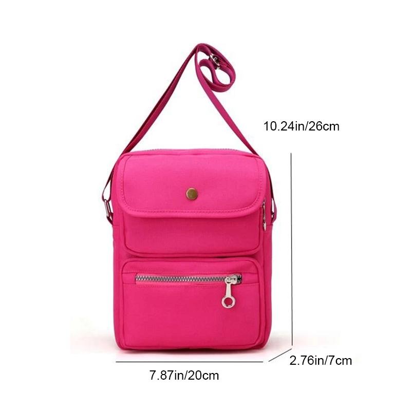 Women’s Waterproof Nylon Crossbody Shoulder Bag with 6 Pockets