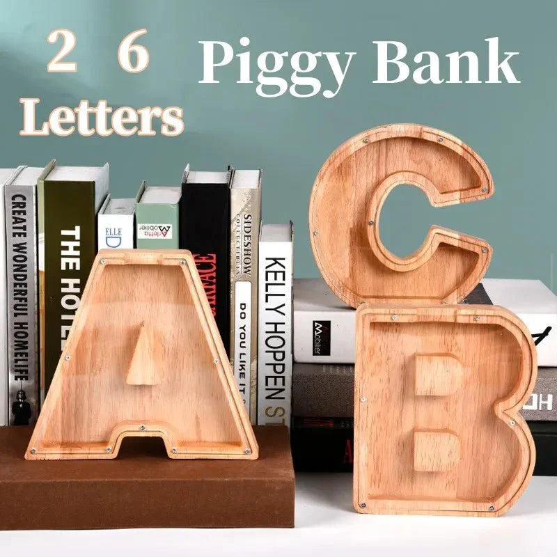 Avtoit | Wooden Alphabet Letters 'Initial' Piggy Bank